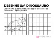 Dinossauro para desenhar na malha quadriculada para 3º Ano, 2º Ano, 1º Ano de Desenhos, Artes - Material educacional