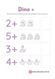 Adição com figuras de dinossauro