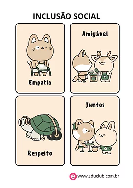 Cartões para trabalhar a inclusão social Cartões para trabalhar a inclusão social para 3º Ano, 2º Ano, 1º Ano de Ciências Sociais, Inclusão e diversidade - Materia...