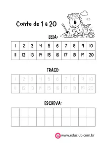 Atividade com números de 1 a 20