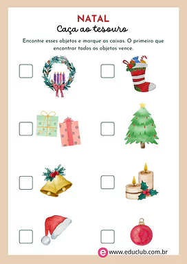 Caça ao tesouro de Natal Caça ao tesouro de Natal para 2º Ano, 1º Ano de Datas Comemorativas, Natal - Material educacional