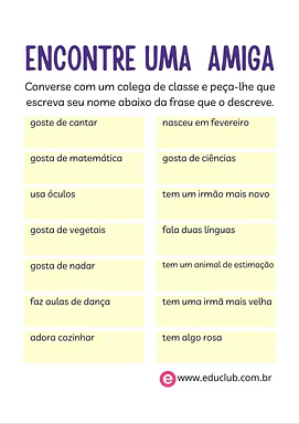 Atividade Dia do Amigo para 5 ano Atividade Dia do Amigo para 5 ano para 5º Ano de Datas Comemorativas, Dia do Amigo - Material educacional