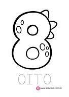 Número 8 dinossauro Número 8 dinossauro para Pré-Escola de Números, Matemática - Material educacional