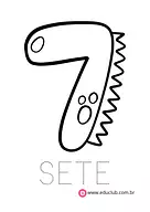 Número 7 dinossauro Número 7 dinossauro para Pré-Escola de Números, Matemática - Material educacional