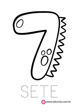 Número 7 dinossauro para Pré-Escola de Números, Matemática - Material educacional