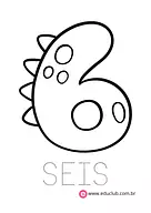 Número 6 dinossauro Número 6 dinossauro para Pré-Escola de Números, Matemática - Material educacional