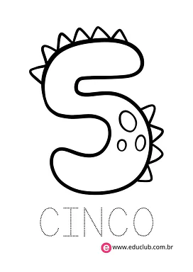 Número 5 dinossauro para Pré-Escola de Números, Matemática - Material educacional