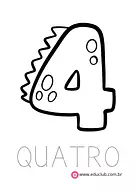 Número 4 dinossauro Número 4 dinossauro para Pré-Escola de Números, Matemática - Material educacional