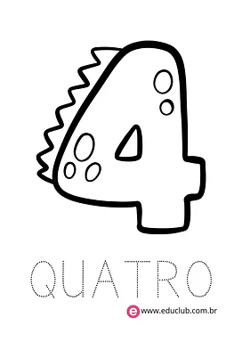 Número 4 dinossauro para Pré-Escola de Números, Matemática - Material educacional
