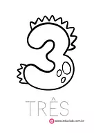 Número 3 dinossauro Número 3 dinossauro para Pré-Escola de Números, Matemática - Material educacional