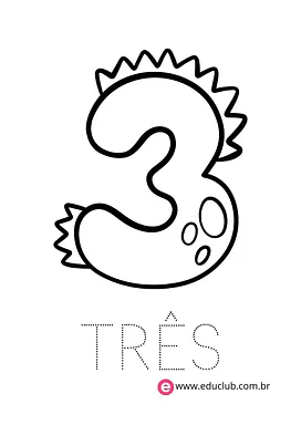 Número 3 dinossauro para Pré-Escola de Números, Matemática - Material educacional
