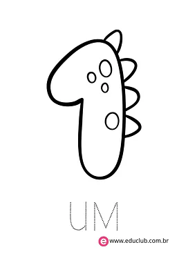 Número 1 dinossauro para Pré-Escola de Números, Matemática - Material educacional