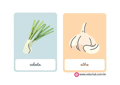 Cartões dos vegetais  para Pré-Escola de Ciências, Alimentos - Material educacional