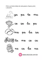 Qual a primeira sílaba de cada palavra? para 1º Ano de Língua Portuguesa, Sílabas - Material educacional
