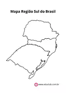 Mapa da Região Sul do Brasil para colorir para 5º Ano, 4º Ano, 3º Ano de Geografia, Brasil - Material educacional