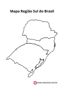 Mapa da Região Sul do Brasil para colorir para 5º Ano, 4º Ano, 3º Ano de Geografia, Brasil - Material educacional