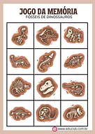 Jogo da memória fósseis de dinossauros Jogo da memória fósseis de dinossauros para 3º Ano de Ciências, Seres Vivos - Material educacional