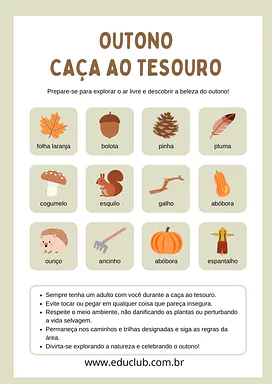 Caça ao tesouro do outono para Pré-Escola de Ciências, Estações do ano - Material educacional