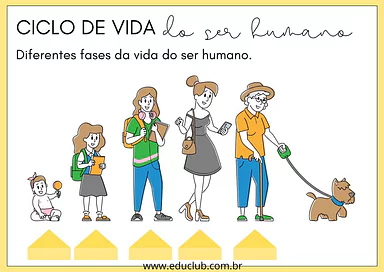 Fases da vida humana Fases da vida humana para 2º Ano, 1º Ano de Ciências, Seres Vivos, Ciclos de vida - Material educacional