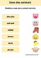 Atividade com sons dos animais da fazenda Atividade com sons dos animais da fazenda para 1º Ano de Ciências, Seres Vivos - Material educacional