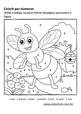Colorir por números a abelha Colorir por números a abelha para 1º Ano de Números, Passatempo, Matemática - Material educacional