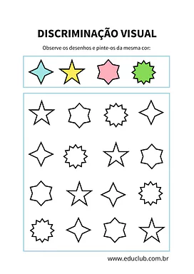 Atividade de discriminação visual para 1º Ano, Pré-Escola de Habilidades Perceptivas, Atenção e Concentração, Matemática -...