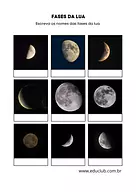 Atividade fases da lua Atividade fases da lua para 5º Ano, 4º Ano, 3º Ano de Planeta Terra - Material educacional