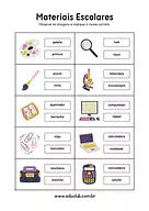Atividade materiais escolares Atividade materiais escolares para 2º Ano, 1º Ano de Língua Portuguesa, Vocabulário, Volta às Aulas - Material educacional