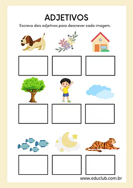 Atividade sobre adjetivos para 2 ano para 2º Ano de Gramática - Material educacional