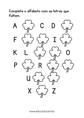Atividade de abecedário para Pré-Escola de Língua Portuguesa, Alfabeto - Material educacional