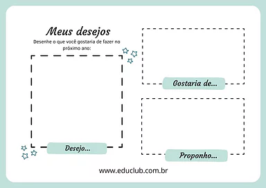 Meus desejos para o ano novo Meus desejos para o ano novo para 5º Ano, 4º Ano, 3º Ano, 2º Ano, 1º Ano de Datas Comemorativas, Ano Novo - Material educa...