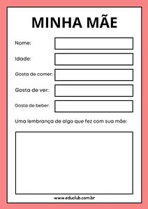Atividade Dia das Mães para 2 ano