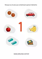 Atividade com o número 1 para Educação Infantil 4 anos