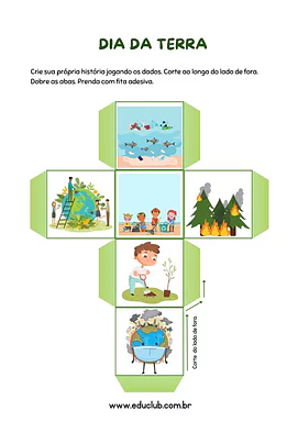 Dado do Dia da Terra Dado do Dia da Terra para 3º Ano, 2º Ano de Datas Comemorativas, Língua Portuguesa, Dia da Terra - Material educacional