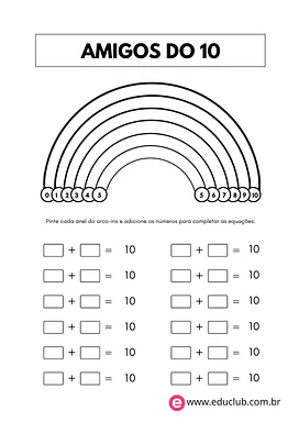Atividade de adição até 10 Atividade de adição até 10 para 1º Ano de Operações básicas, Matemática - Material educacional