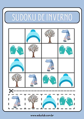 Sudoku de inverno Sudoku de inverno para 2º Ano, 1º Ano de Ciências, Estações do ano - Material educacional