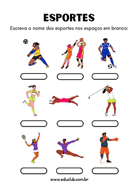 Atividade sobre esporte Atividade sobre esporte para 3º Ano, 2º Ano de Educação Física - Material educacional