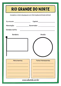 Atividade sobre o Rio Grande do Norte