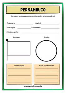Atividade sobre Pernambuco
