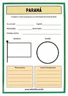 Atividade sobre Paraná Atividade sobre Paraná para 5º Ano, 4º Ano de Geografia, Recursos Educativos, Roteiro de pesquisa, Brasil - Material educa...