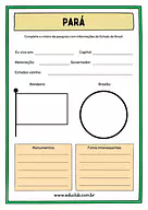 Atividade sobre o Pará Atividade sobre o Pará para 5º Ano, 4º Ano de Geografia, Recursos Educativos, Roteiro de pesquisa, Brasil - Material educa...