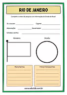 Atividade sobre o Rio de Janeiro Atividade sobre o Rio de Janeiro para 5º Ano, 4º Ano de Geografia, Recursos Educativos, Roteiro de pesquisa, Brasil - Mate...