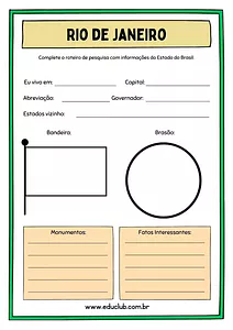 Atividade sobre o Rio de Janeiro