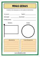 Atividade sobre Minas Gerais Atividade sobre Minas Gerais para 5º Ano, 4º Ano de Geografia, Recursos Educativos, Roteiro de pesquisa, Brasil - Material...