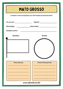 Atividade sobre Mato Grosso