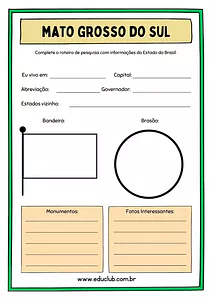 Atividade sobre Mato Grosso do Sul