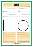 Atividade sobre Bahía Atividade sobre Bahía para 5º Ano, 4º Ano de Geografia, Recursos Educativos, Roteiro de pesquisa, Brasil - Material educac...