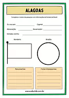 Atividade sobre Alagoas Atividade sobre Alagoas para 5º Ano, 4º Ano de Geografia, Recursos Educativos, Roteiro de pesquisa, Brasil - Material educ...