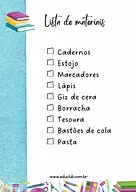 Atividade sobre lista de material escolar