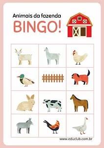 Bingo dos animais para imprimir